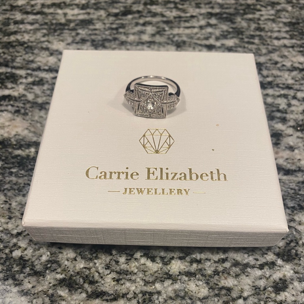 Brand New Sterling Silver Green Quartz and Clear Quartz Ring. Size 6.